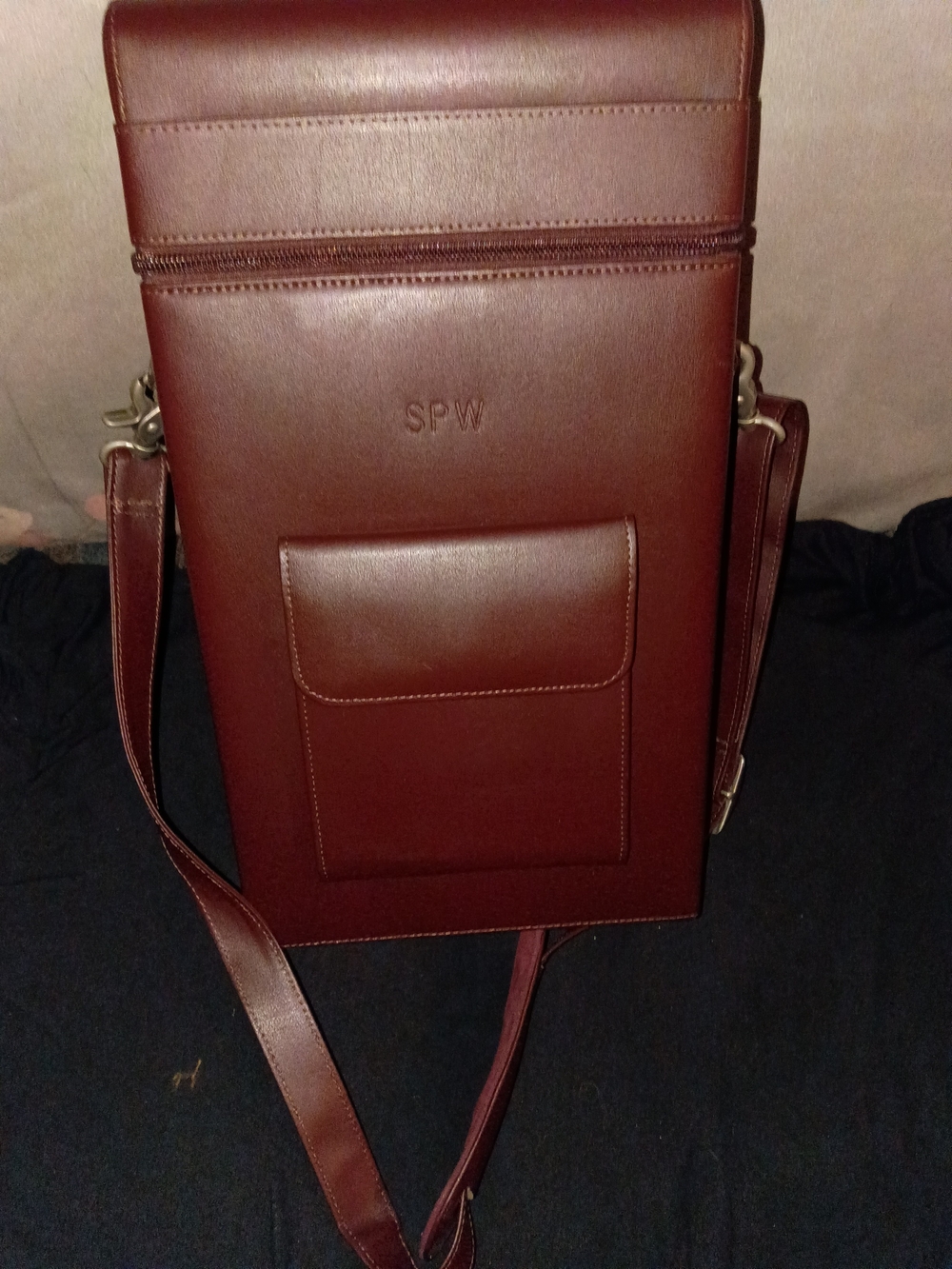 ROYCE N. Y. Burgundy Leather Broader Luxury Suede 2 Compartment Wine Over Tote